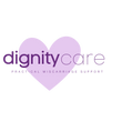 Logo of Dignity Care with a purple heart on a white background