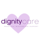 Logo of Dignity Care with a purple heart on a white background